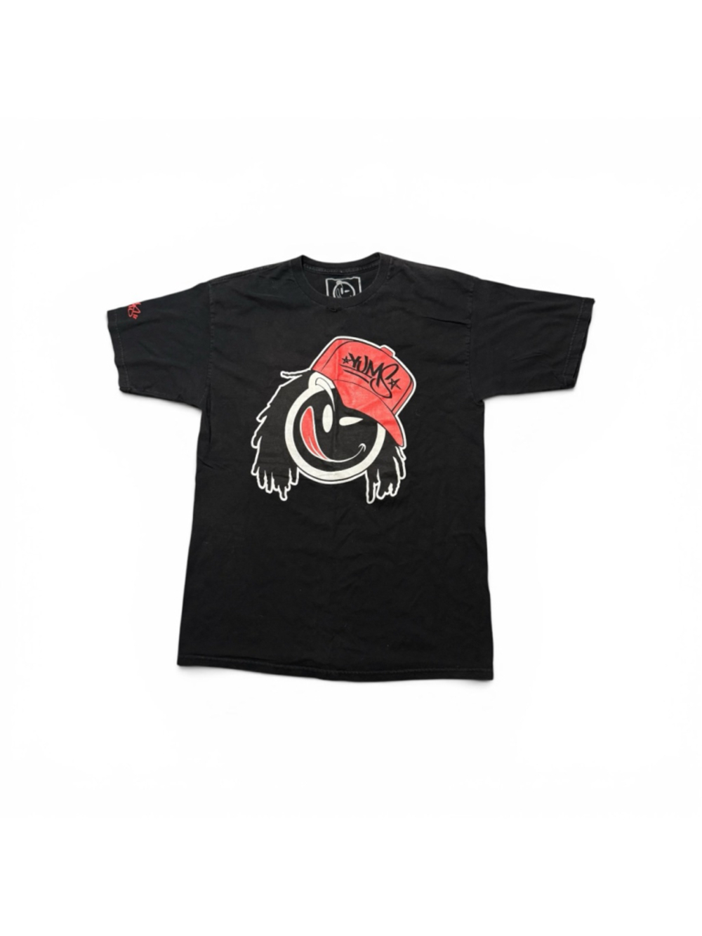 Vintage Y2K Yums Soulja Boy Black Red Smiley Face Short Sleeve Shirt Size L